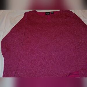 Christina Rotelli Fuchsia Long Sleeve Sparkly Glittery XL Sweater Top